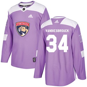 Men's Adidas Florida Panthers John Vanbiesbrouck Purple Fights Cancer Practice Jersey - Authentic