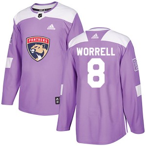 Men's Adidas Florida Panthers Peter Worrell Purple Fights Cancer Practice Jersey - Authentic