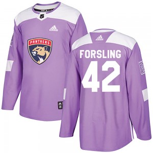 Youth Adidas Florida Panthers Gustav Forsling Purple Fights Cancer Practice Jersey - Authentic