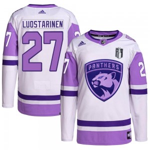 Men's Adidas Florida Panthers Eetu Luostarinen White/Purple Hockey Fights Cancer Primegreen 2023 Stanley Cup Final Jersey - Auth