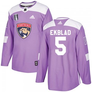 Men's Adidas Florida Panthers Aaron Ekblad Purple Fights Cancer Practice 2023 Stanley Cup Final Jersey - Authentic
