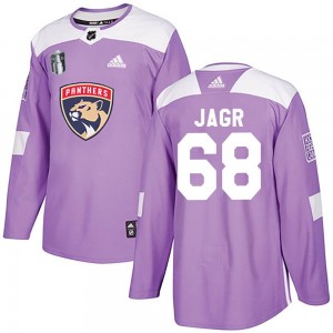 Men's Adidas Florida Panthers Jaromir Jagr Purple Fights Cancer Practice 2023 Stanley Cup Final Jersey - Authentic