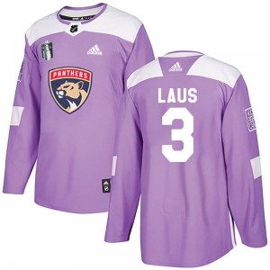 Men's Adidas Florida Panthers Paul Laus Purple Fights Cancer Practice 2023 Stanley Cup Final Jersey - Authentic