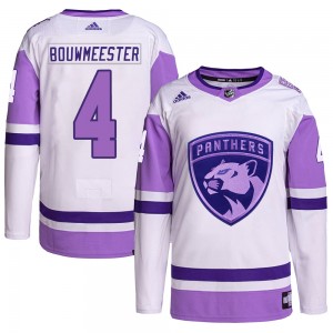 Youth Adidas Florida Panthers Jay Bouwmeester White/Purple Hockey Fights Cancer Primegreen Jersey - Authentic