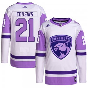Youth Adidas Florida Panthers Nick Cousins White/Purple Hockey Fights Cancer Primegreen Jersey - Authentic