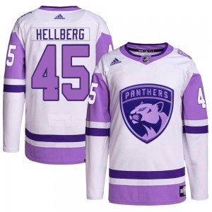 Youth Adidas Florida Panthers Magnus Hellberg White/Purple Hockey Fights Cancer Primegreen Jersey - Authentic