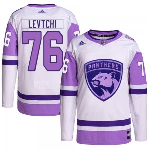 Youth Adidas Florida Panthers Anton Levtchi White/Purple Hockey Fights Cancer Primegreen Jersey - Authentic