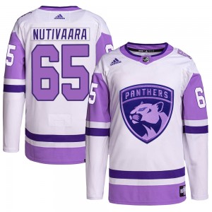 Youth Adidas Florida Panthers Markus Nutivaara White/Purple Hockey Fights Cancer Primegreen Jersey - Authentic