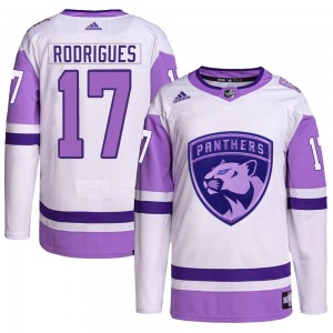 Youth Adidas Florida Panthers Evan Rodrigues White/Purple Hockey Fights Cancer Primegreen Jersey - Authentic