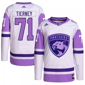 Youth Adidas Florida Panthers Chris Tierney White/Purple Hockey Fights Cancer Primegreen Jersey - Authentic