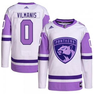 Youth Adidas Florida Panthers Sandis Vilmanis White/Purple Hockey Fights Cancer Primegreen Jersey - Authentic
