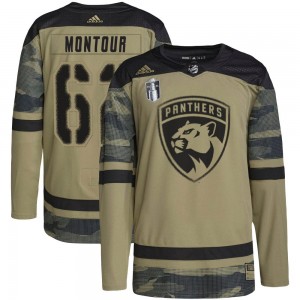 Youth Adidas Florida Panthers Brandon Montour Camo Military Appreciation Practice 2023 Stanley Cup Final Jersey - Authentic