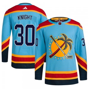 Men's Adidas Florida Panthers Spencer Knight Light Blue Reverse Retro 2.0 Jersey - Authentic