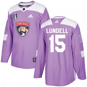 Youth Adidas Florida Panthers Anton Lundell Purple Fights Cancer Practice 2023 Stanley Cup Final Jersey - Authentic