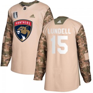 Youth Adidas Florida Panthers Anton Lundell Camo Veterans Day Practice 2023 Stanley Cup Final Jersey - Authentic