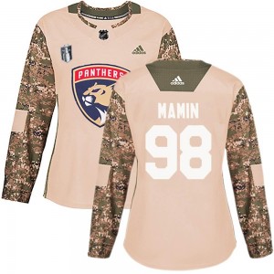 Women's Adidas Florida Panthers Maxim Mamin Camo Veterans Day Practice 2023 Stanley Cup Final Jersey - Authentic