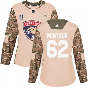 Women's Adidas Florida Panthers Brandon Montour Camo Veterans Day Practice 2023 Stanley Cup Final Jersey - Authentic