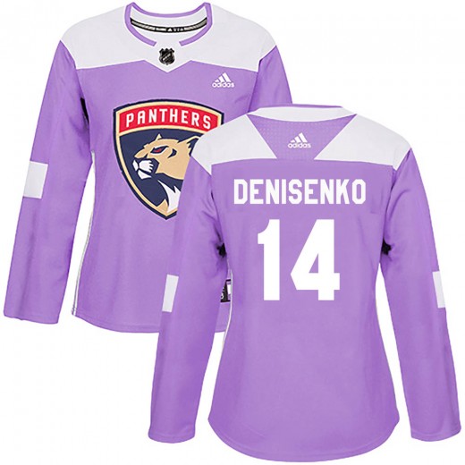 Women's Adidas Florida Panthers Grigori Denisenko Purple Fights Cancer Practice Jersey - Authentic