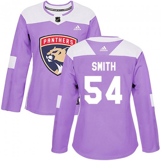 Women's Adidas Florida Panthers Givani Smith Purple Fights Cancer Practice Jersey - Authentic