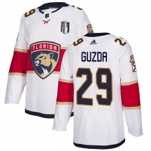 Youth Adidas Florida Panthers Mack Guzda White Away 2023 Stanley Cup Final Jersey - Authentic
