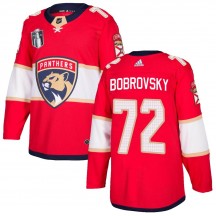 Men's Adidas Florida Panthers Sergei Bobrovsky Red Home 2023 Stanley Cup Final Jersey - Authentic