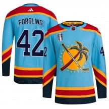 Youth Adidas Florida Panthers Gustav Forsling Light Blue Reverse Retro 2.0 2023 Stanley Cup Final Jersey - Authentic