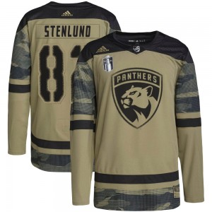 Men's Adidas Florida Panthers Kevin Stenlund Camo Military Appreciation Practice 2023 Stanley Cup Final Jersey - Authentic