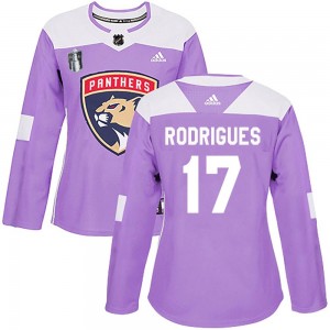 Women's Adidas Florida Panthers Evan Rodrigues Purple Fights Cancer Practice 2023 Stanley Cup Final Jersey - Authentic