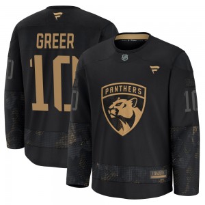 Youth Fanatics Florida Panthers A.J. Greer Black 2024 Military Appreciation Practice Jersey - Premium