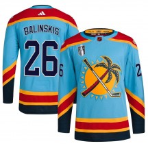 Men's Adidas Florida Panthers Uvis Balinskis Light Blue Reverse Retro 2.0 2023 Stanley Cup Final Jersey - Authentic