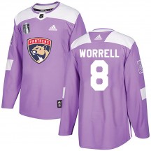 Men's Adidas Florida Panthers Peter Worrell Purple Fights Cancer Practice 2023 Stanley Cup Final Jersey - Authentic