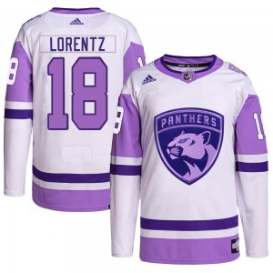 Youth Adidas Florida Panthers Steven Lorentz White/Purple Hockey Fights Cancer Primegreen Jersey - Authentic