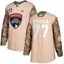Men's Adidas Florida Panthers Niko Mikkola Camo Veterans Day Practice 2023 Stanley Cup Final Jersey - Authentic